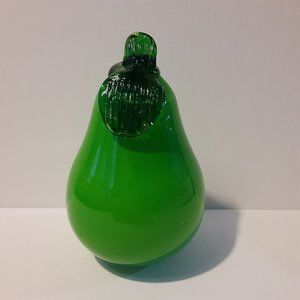 Vintage Hand Blown Glass Art Pear Paperweight